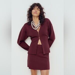 Basic Knit Burgundy Mini Skirt